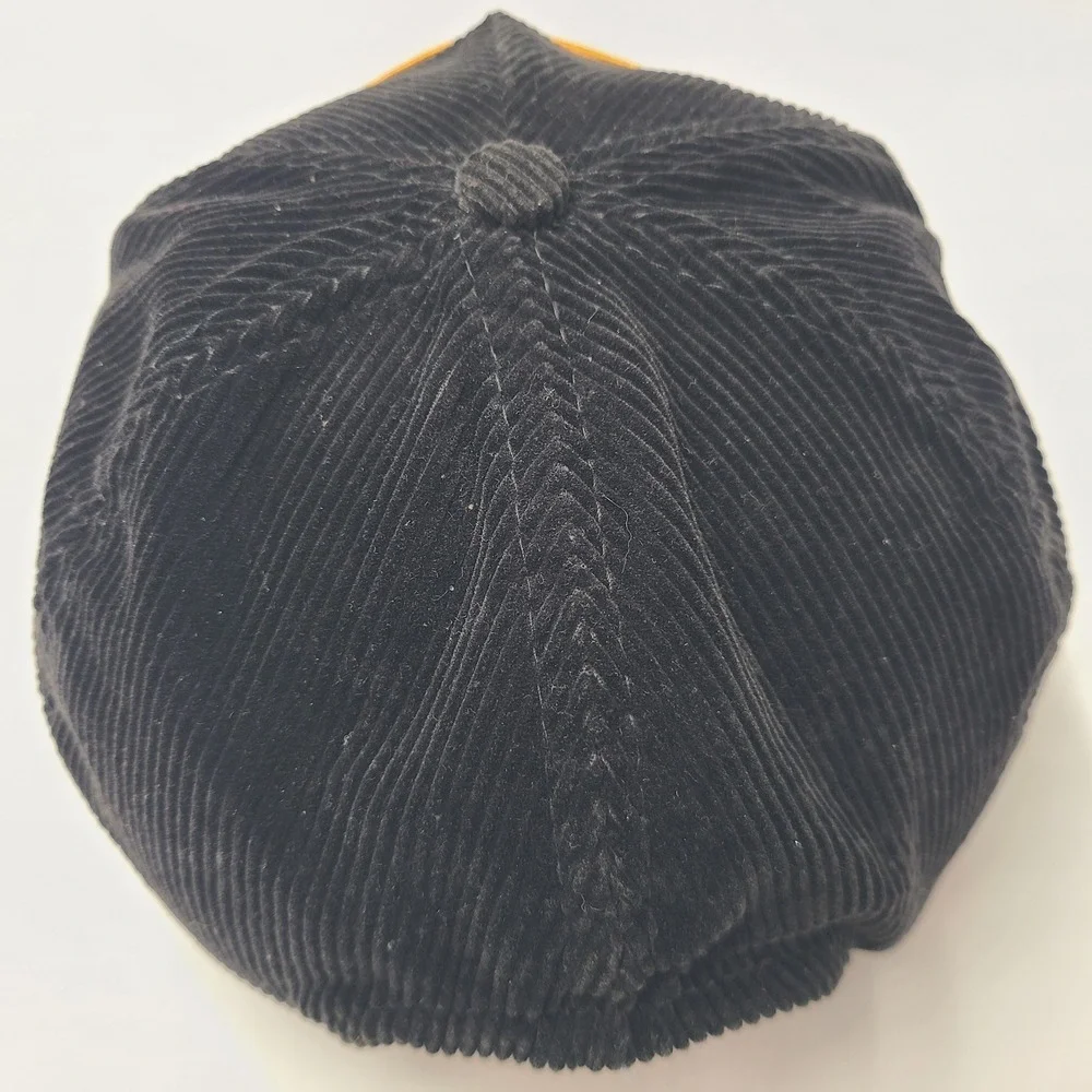 Vintage Vermont Army National Guard Hat Snapback Black Yellow Rope Corduroy Men